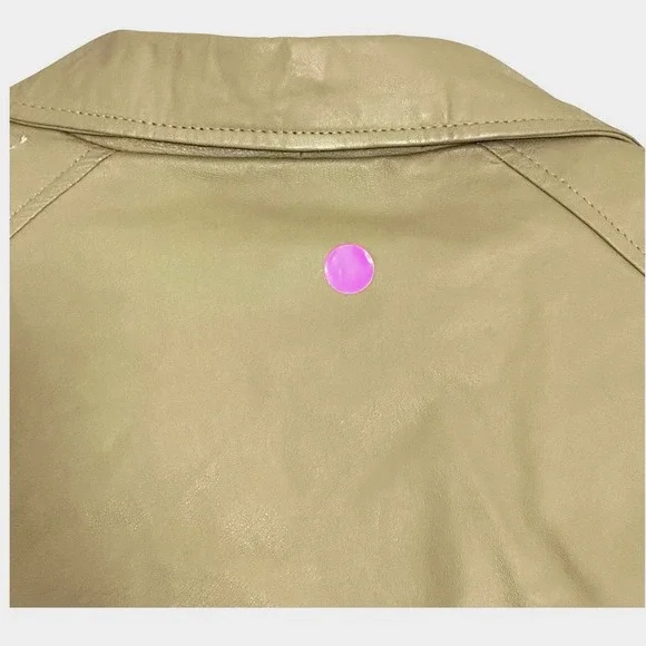 VTG COUGAR Mens‎ Coat XL Beige 100% Leather Belted Trench Zip Out Lining Classic